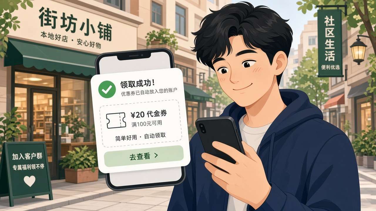 客户进群后自动弹出领券示意