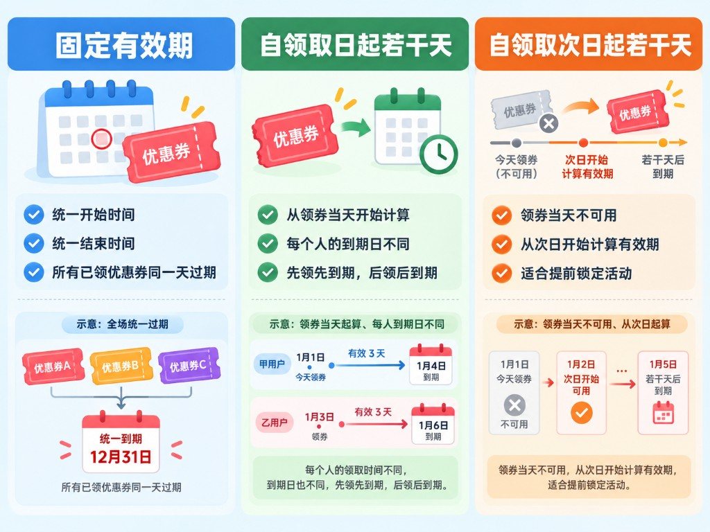 优惠券三种有效期对比示意