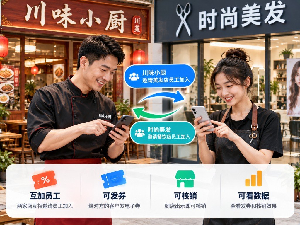 川味小厨与时尚美发互加员工