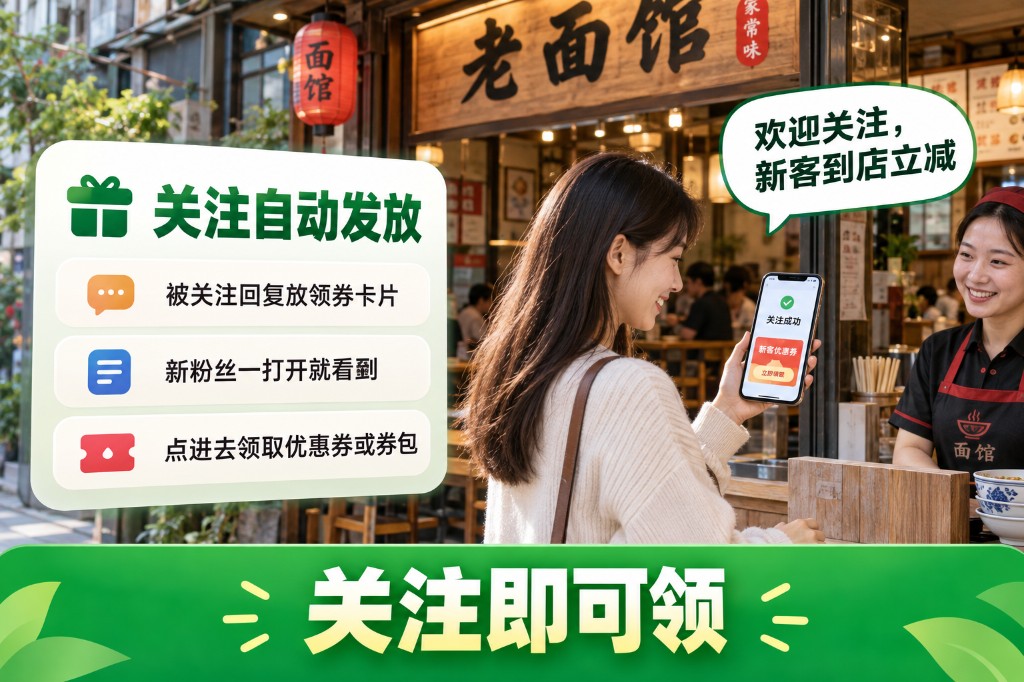 公众号发券方式：关注自动发券